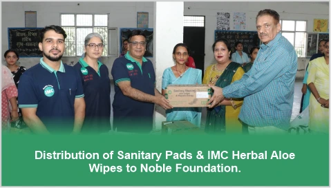 Distribution of Sanitary Pads of IMC Herbal Aloe Wipes to Nobel Foundation
