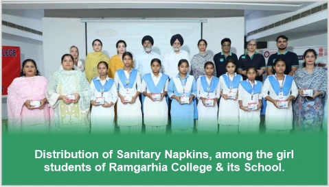 Distribution of Sanitary Napkins among the girl students of Ramgarhia College & its School
